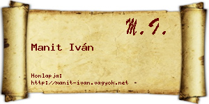 Manit Iván névjegykártya
